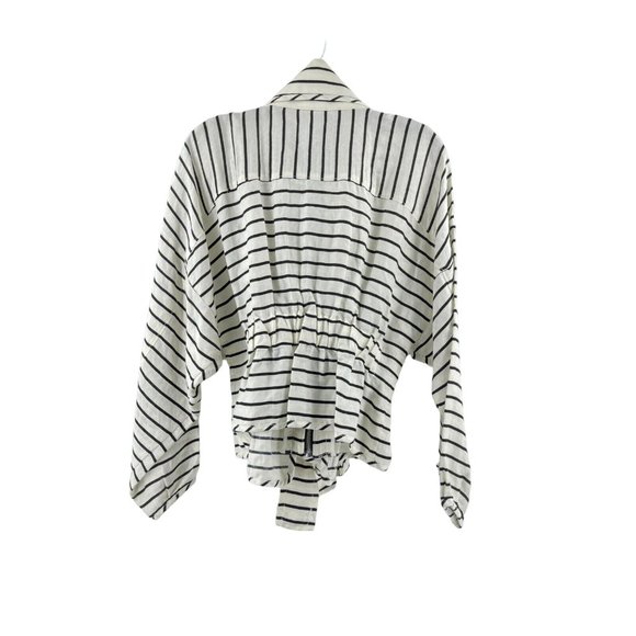 NWT Marissa Webb White Black Striped Kayla Wrap Belt Crop Jacket Size Small $598 - Picture 8 of 16